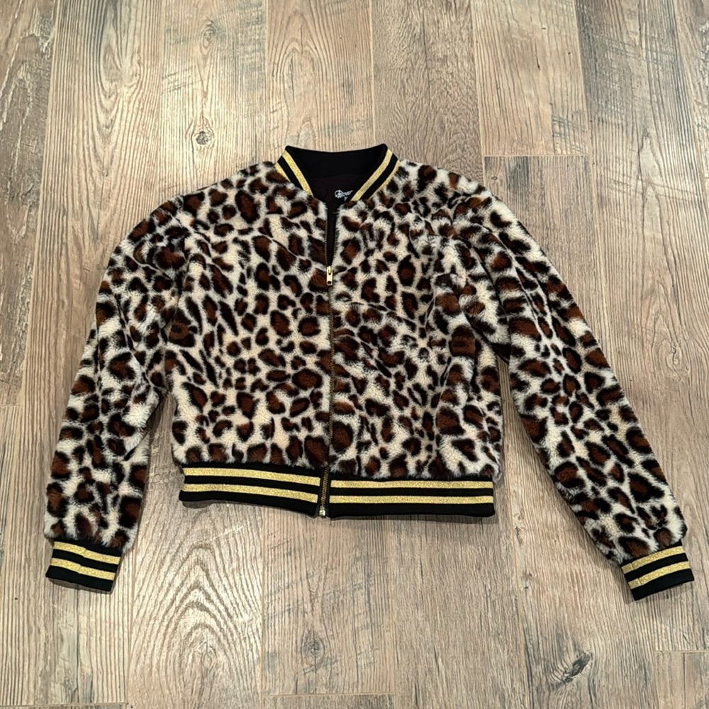 Flower’s By Zoe Girl’s Cheetah Print Fuzzy Jacket Size XL